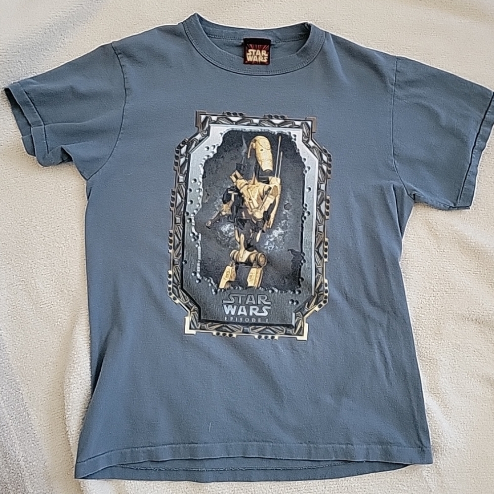 Vintage Star Wars Episode 1 Battle Droids T-Shirt Black Size Youth Kids XL 18-20